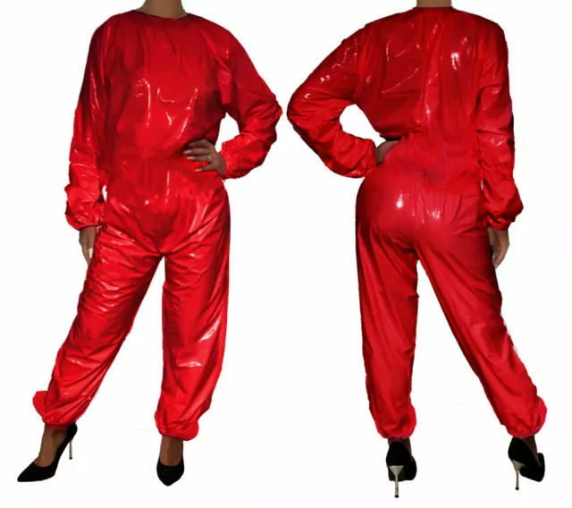 PVC Romper 20028 Overalls Romper Suit Sweatsuit adult diaper Sauna Suit Red