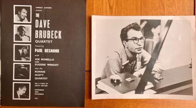 Dave Brubeck Quartet Nov 1962  Uk Souvenir Tour Programme & Photograph