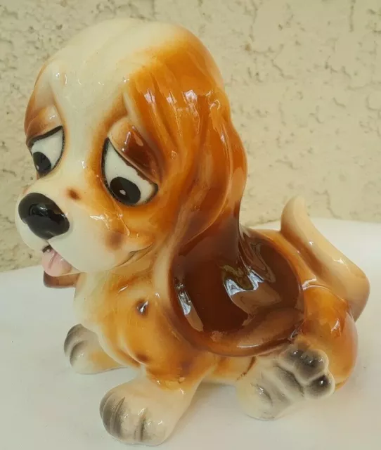 1950s LEFTON? Big Eyed Worried Puppy DOG Basset Hound Figurine 68L/60L