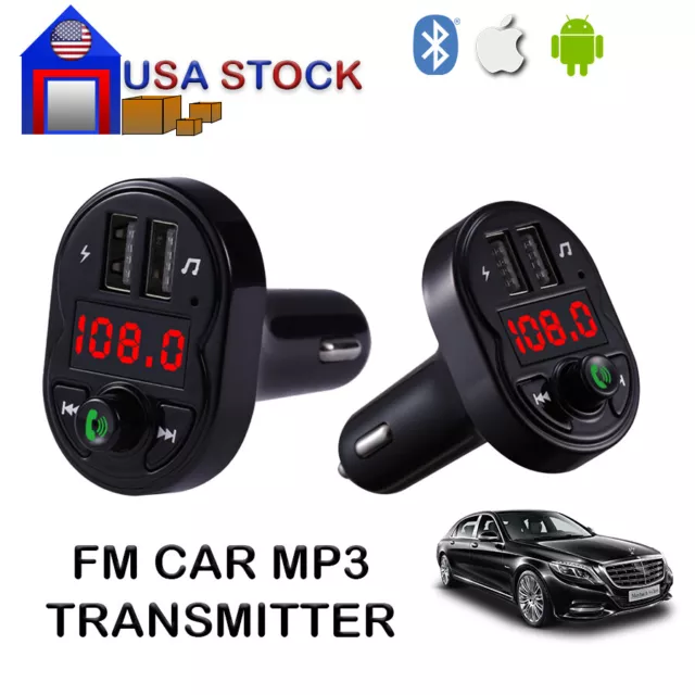 USB Charger 2 Bluetooth FM Transmitter Kit Car Bluetooth MP3 Wireless Adapter