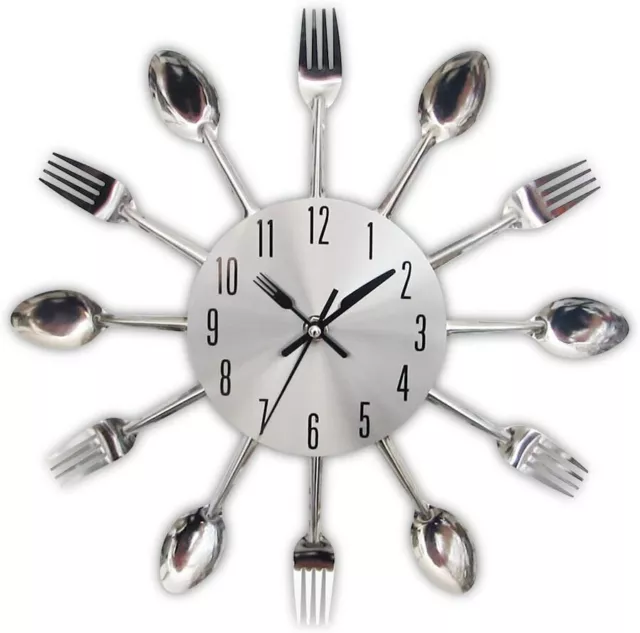 Timelike 3D Removable Modern Creative Cutlery Kitchen Spoon Fork Wall Clock