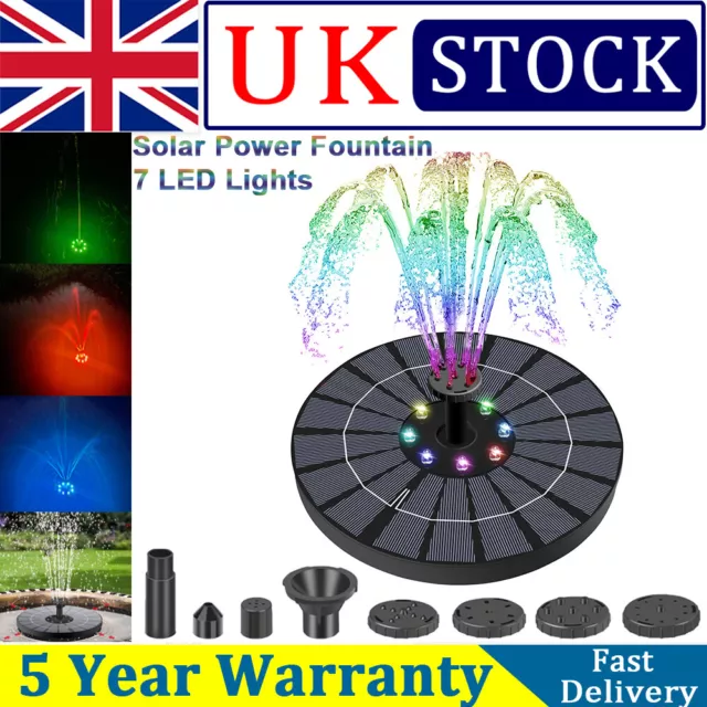 Solar Powered Fountain Pump with LED Light Water Fountain Panel for Garden Pool