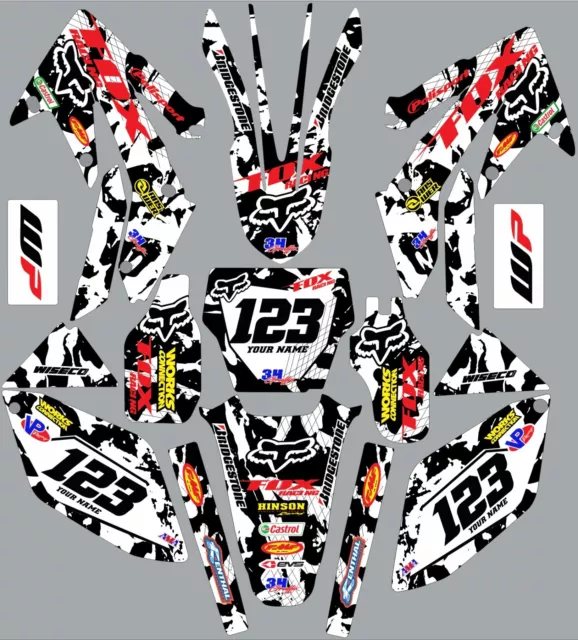 Graphic kit for Honda CRF250R 2004-2005 custom Black White Red