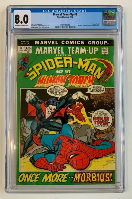 MARVEL TEAM-UP #3, CGC 8.0, Spider-Man & Human Torch, Morbius & F.F. appearance