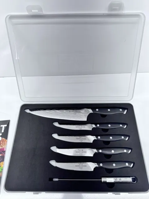 NEW Trusted Butcher 6pc Kitchen Knife Set Knives + Thermometer with Storage Case
