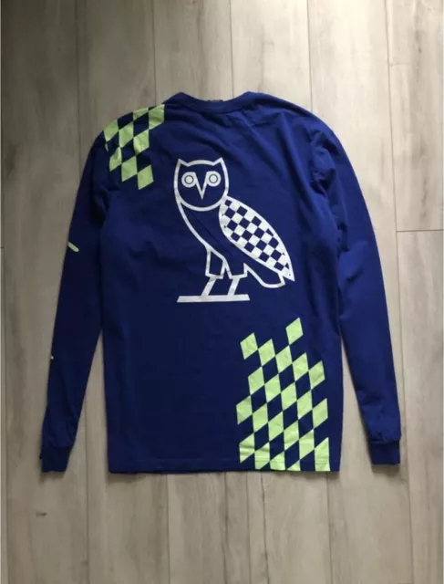 October's Very Own OVO Drake Large Owl Logo Blue Long Sleeve T-shirt Men's XXL