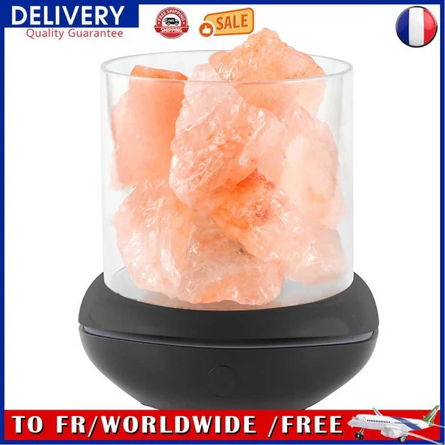 Natural Himalayan Crystal Salt Stone Lamp USB Aroma Air Purifier (Black)