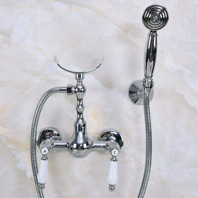 Wall Mount Chrome Solid Brass Bathroom Faucet Hand Shower Mixer Water Tap 2na267