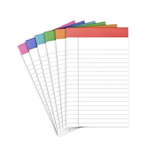 LINED LEGAL PADS, (Rainbow), 6 Pack, 50 Sheets Each, Wide/Legal Ruled ...