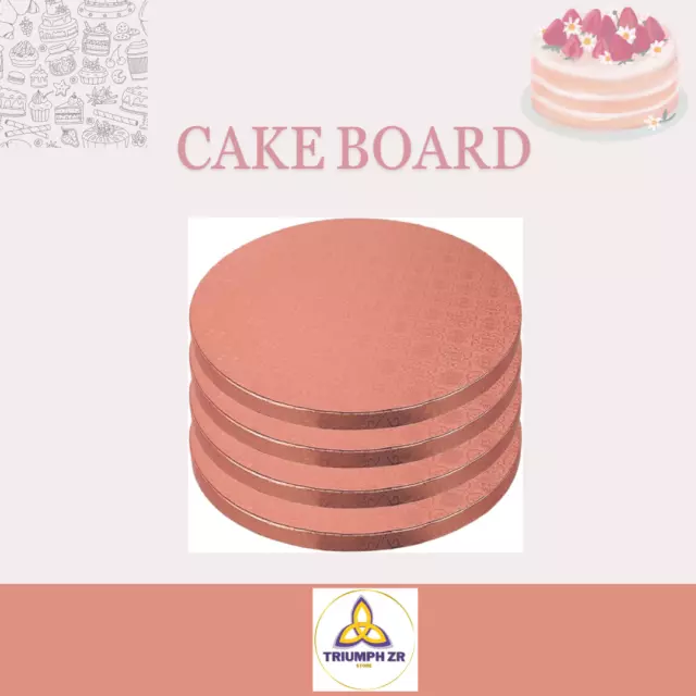 Spec101 Rose Gold Cake Drum 10 inch Set - 12Pk Thick Square Cake Board Drums, Pink