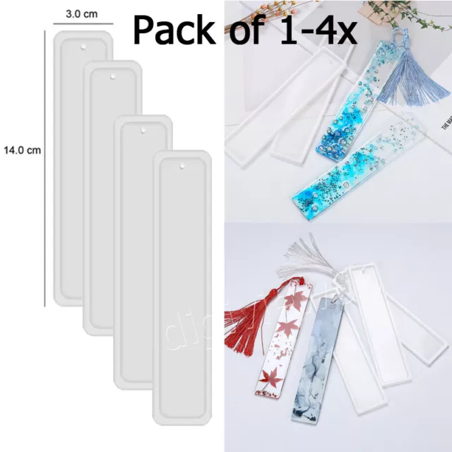 4X Silicone Rectangle Bookmark Mold DIY Making Epoxy Resin Jewelry Craft Moulds