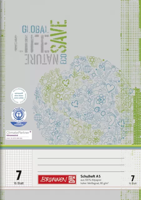 Brunnen 104510701 Recycling School Notebook A5 (16 Sheets, Single Booklet)