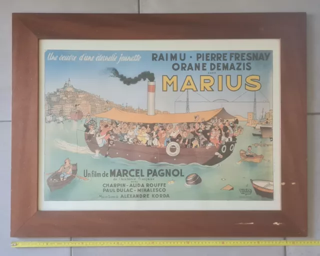 AFFICHE du film MARIUS de Marcel PAGNOL, illustration par DUBOUT, sous verre.