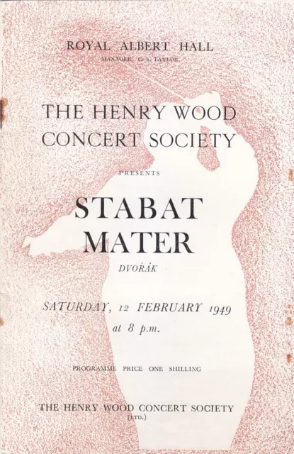 Concert Programme 1949 RAH Kathleen Ferrier Rafael Kubelik Dvorak Stabat Mater