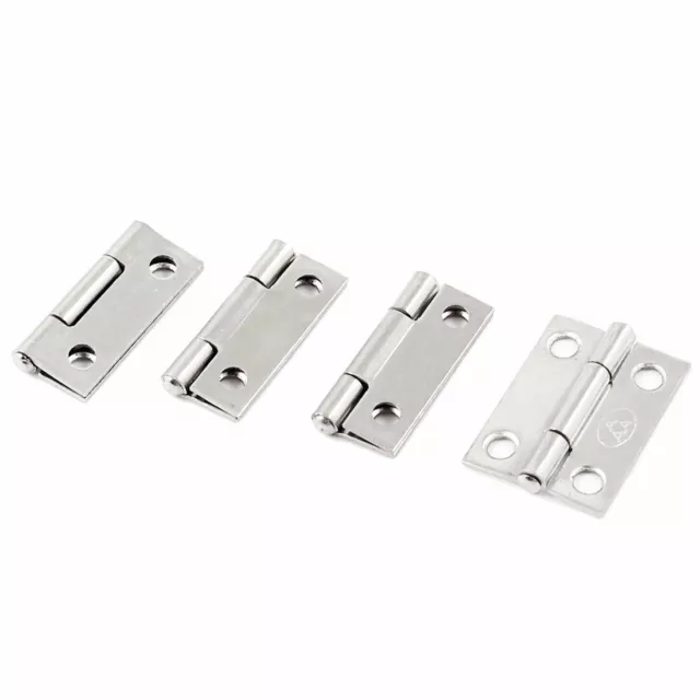 4 Pcs Silver Tone Stainless Steel 25mm Long Door Hinge for Cupboard Cabinet