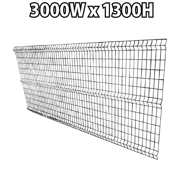 1300Hx3000mm Welded Mesh Fence Panel Black Fencing Home Garden Driveway Property