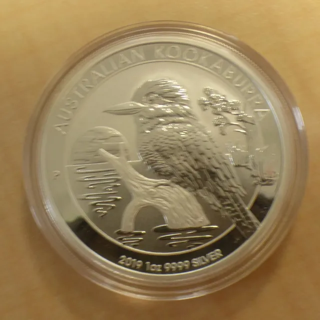 Australia 1$ Kookaburra 2019 1 oz silver 99.9% silver coin in a capsule (argent)