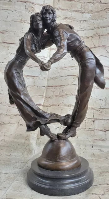 Unterzeichnet Agathon Leonard Detaillierte Bronze Statue Von Paar Skulptur
