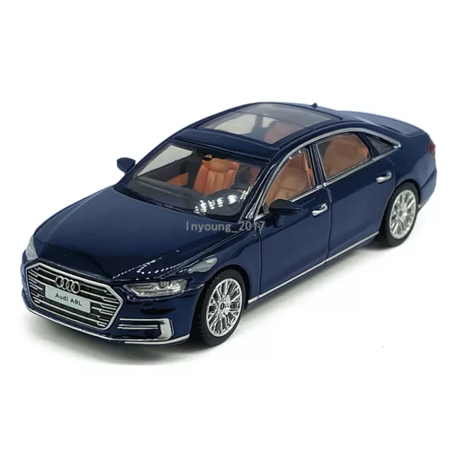 1:64 Audi A8L 2021 Modello Auto Diecast Giocattoli Ragazzi Bambini Regali Collezione Blu