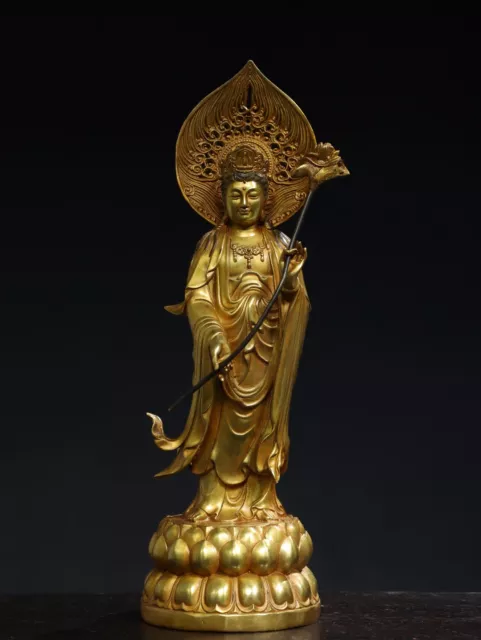 14.2"Old Tibetan Buddhism temple Bronze gilt Mahasthamaprapta Bodhisattva statue
