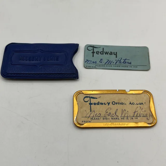 Fedway Corpus Christi ￼Texas Store Credit Card Charge Plate W/2 Cards Gold Frame