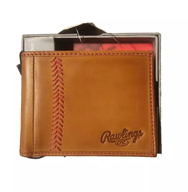 Rawlings Genuine Leather High Grade Baseball Bi-Fold Sports Wallet RFID Blocker