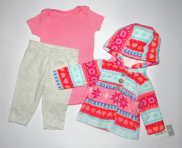 NWT, Baby girl clothes, Newborn, Carter's 3 piece fleece set/ *SALE*