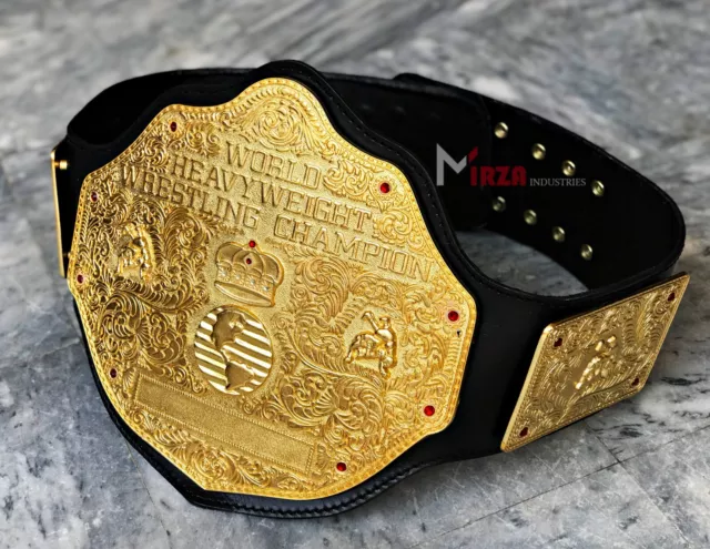 WORLD HEAVYWEIGHT BIG Gold Championship Replica Belt 6Mm Brass Adult ...