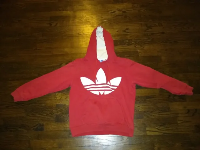 Adidas Originals Hoodie Size M Men's Sweatshirt Pullover Red 3/4 Sleeve Trefoil