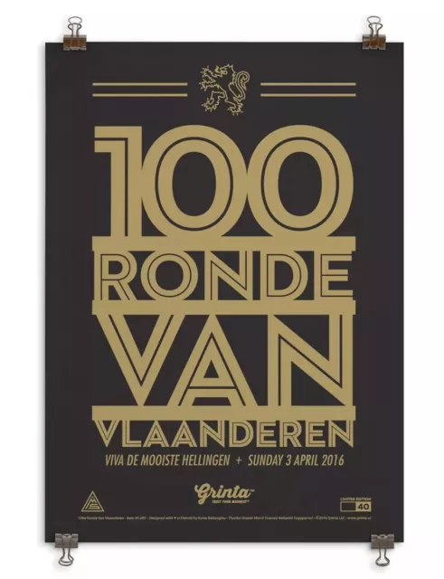 Tour Flanders Ronde Van Vlaanderen Peter Sagan GRINTA Cycling Type Poster 2016