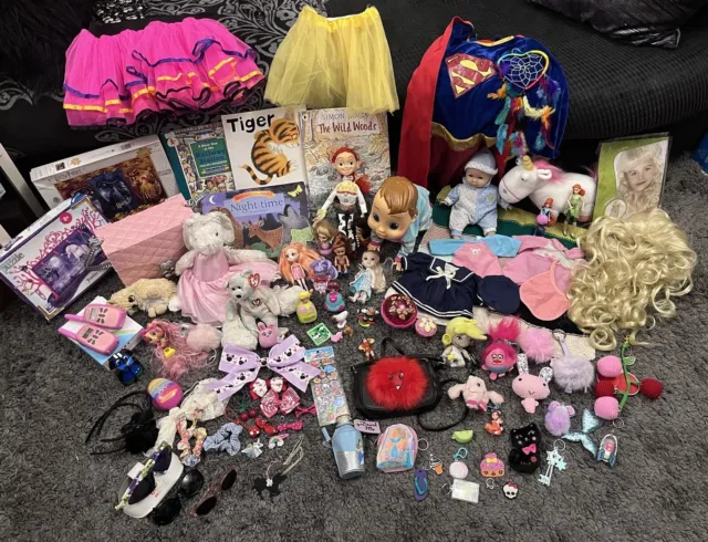 Huge Girls Toy Bundle 82 + Fancy Dress Dolls Puzzles Lots More Carboot Job Lot