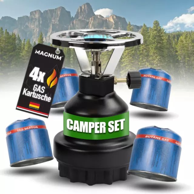 Campingkocher für Urlaub, Angeln, Zelten - inkl. Gaskartuschen - Outdoor