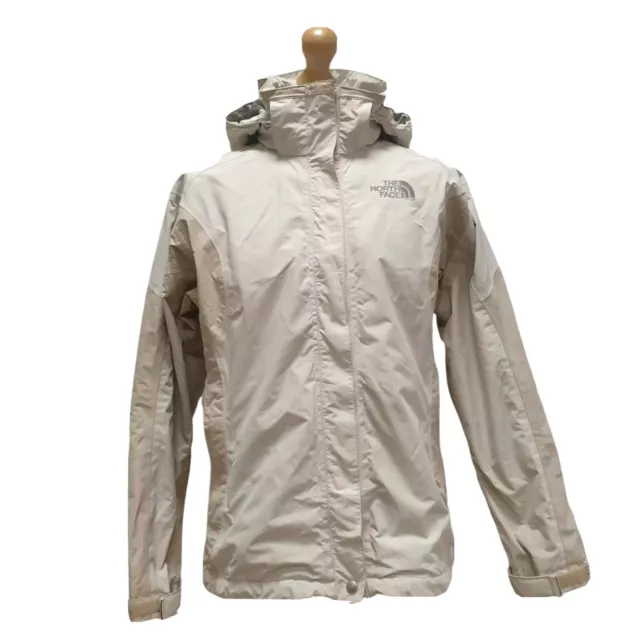 Women's The North Face Hyvent White Beige Hooded Rain Coat Jacket uk L 12 eu 40