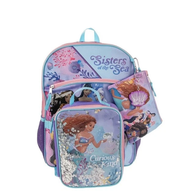 5 PC DISNEY'S The Little Mermaid Movie Backpack Lunch Box Bag Tote ...