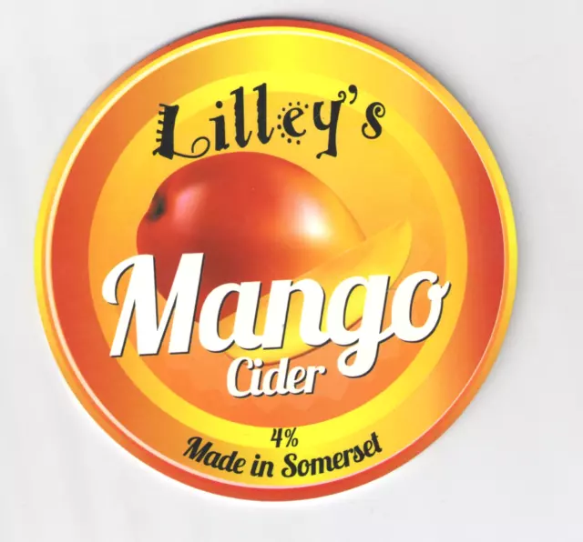 Beer Pump Clip Badge Front - LILLEY'S Cider - MANGO CIDER 4% - Brand New