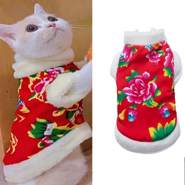 Small Dog Clothes Pet Chihuahua Winter Warm Vest Flowered Puppy Cat Coat