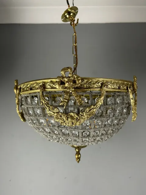 Brass Half Basket Empire Chandelier, Ceiling Light. FREE UK DELIVERY