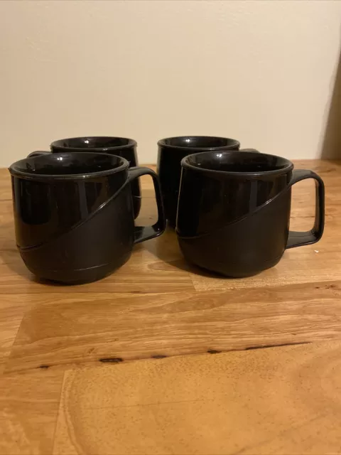 Lot 4 Aladdin Temp Rite Solid Black coffee tea  8 Ounce Mug Allure USA & 4 Bowls