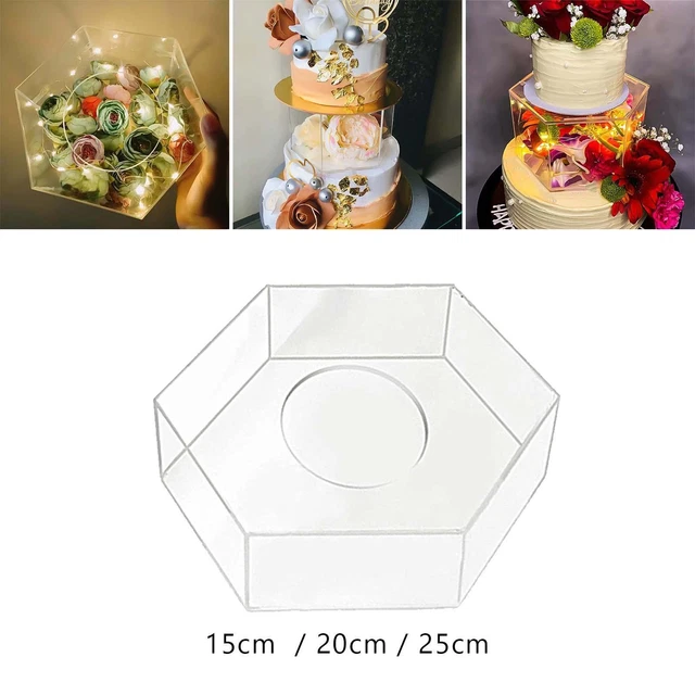 CLEAR ACRYLIC FILLABLE Cake Box Stand, Fillable Cake Pillar Stand, Box