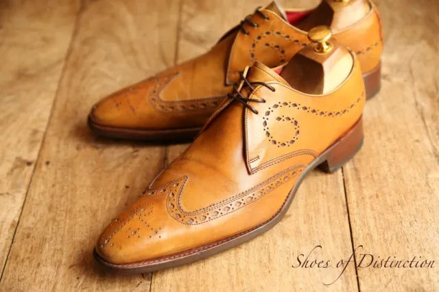 Jeffery West Tan Brown Leather Derby Brogue Lace Up Shoes Men's UK 7 US 8 EU 41