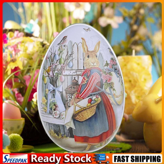 Egg Easter Color Rabbit Tin Candy Eggshell Box Cute Egg Box Home Decoration (C)