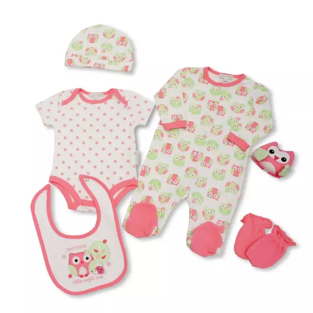 Baby Girls Clothing Layette Gift Set PINK OWL - Was £16.99 Now £12.99 - NB to 6M