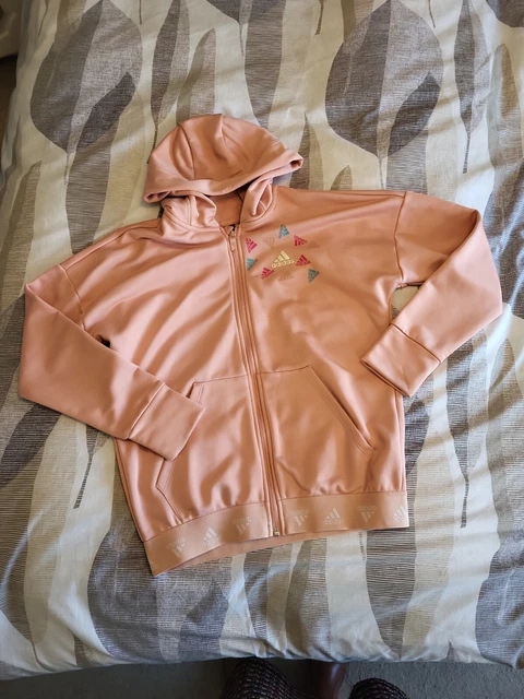 Adidas Primegreen Girls Age 14-15 Years Pink Hoddie Track Top