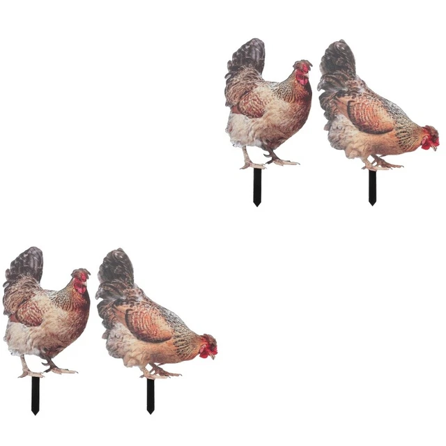 4 Pcs Lawn Hen Garden Chicken Chicken Yard Sign Garden Stakes Art