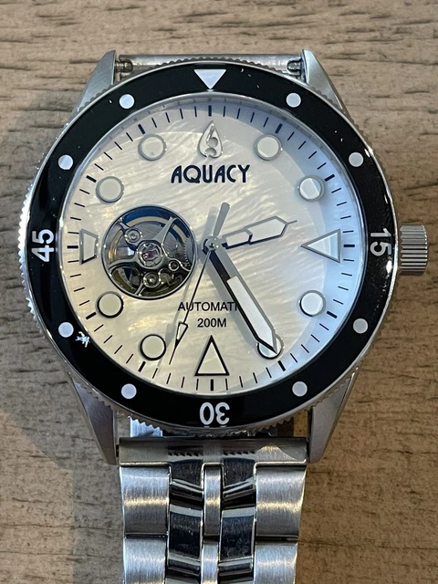 Aquacy Hei Matau Cave Diver Open Heart Men's Automatic 200M White MOP Dive Watch
