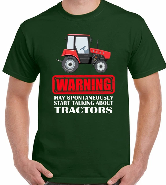 T-shirt trattore contadino da uomo Warning può iniziare spontaneamente a parlare di divertimento