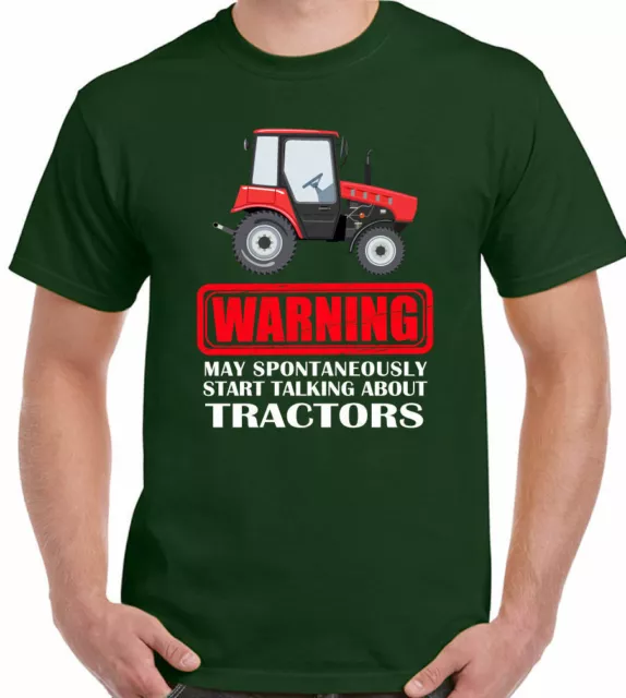 Tractor T-Shirt Farmer Mens Warning May Spontaneously Start Talking About Funny