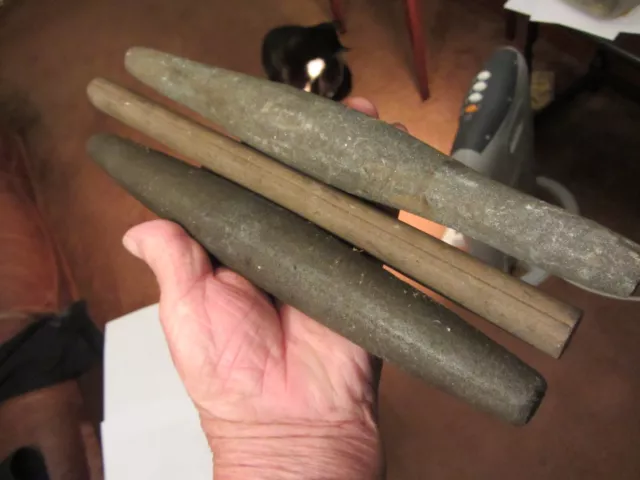 3 Rounded , Large Sharpening Stones, For Large Gouges ,Billhooks ,Sycles Ect.