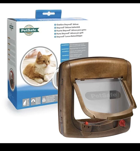 PETSAFE 420EF STAYWELL Deluxe 4 Way Locking Magnetic Cat Flap - White £ ...