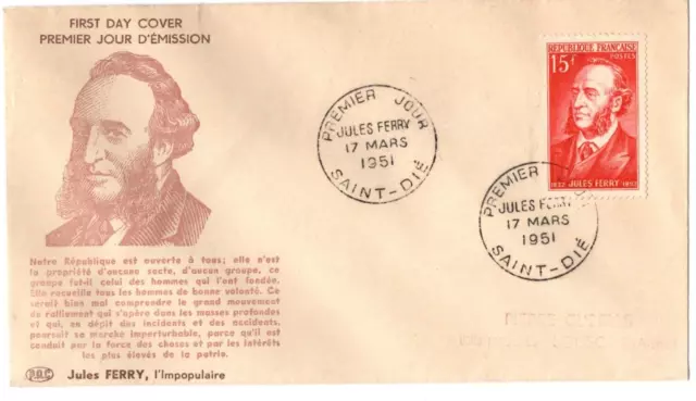 0880+ FDC   ENVELOPPE1er JOUR      JULES    FERRY